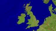 Britische Inseln Satellit + Grenzen 1600x900